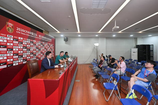 ZUNYI, CHINA - JUNE 05: Officials and players of China U23 Men s national team, Nationalteam attend a pre-match press conference, PK, Pressekonferenz for the 2026 Zunyi International Youth Football Invitational on June 5, 2026 in Zunyi, Guizhou Province of China. The tournament features youth national teams from multiple countries.  Copyright: xVCGx 111646321457