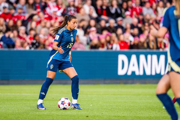 Denmark v Sweden, Women™s World Cup Qualification, Odense, Denmark Odense, Denmark. 05th, June 2026. Rosa Kafaji (10) of Sweden seen during the Women™s World Cup Qualifier match between Denmark and Sweden at Odense Stadion in Odense. Denmark, Odense  Copyright: xGonzalesxPhoto KentxRasmussenx