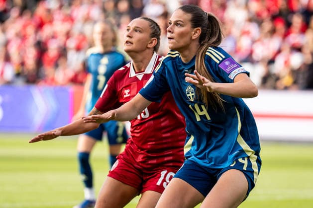 Denmark v Sweden, Women™s World Cup Qualification, Odense, Denmark Odense, Denmark. 05th, June 2026. Bella Andersson (14) of Sweden seen during the Women™s World Cup Qualifier match between Denmark and Sweden at Odense Stadion in Odense. Denmark, Odense  Copyright: xGonzalesxPhoto KentxRasmussenx