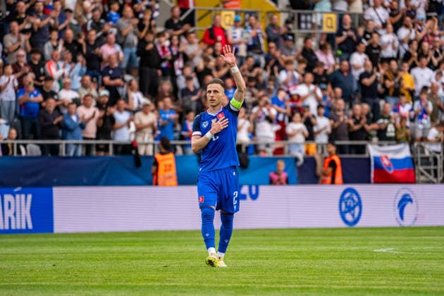 Slovakia v Montenegro - International Friendly, Länderspiel, Nationalmannschaft Match Peter Pekarik of Slovakia in action during the international friendly match between Slovakia and Montenegro at Kosicka Futbalova Arena in Kosice, Slovakia, on June 5, 2026. Kosice Slovakia  Copyright: xMatejxSaganx originalFilename:sagan-slovakia260605_np9Xx.jpg
