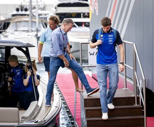 MONACO - Max Verstappen (Red Bull Racing) and his father Jos Verstappen arrive ahead of the third free practice session at the Circuit de Monaco in the run-up to the Monaco Grand Prix. ANP SEM VAN DER WAL xVIxANPxSportx xxANPxIVx 560253465 originalFilename: 560253465.jpg