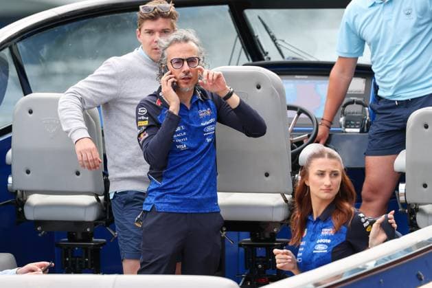 Teamchef Laurent Mekies (Visa Cash App RB) kommt mit dem Boot am Paddock an, 3 Freies Training, Grosser Preis von Monaco, Motorsport, Herren, Formel 1, 06.06.2026 Monte Carlo Monaco MCO