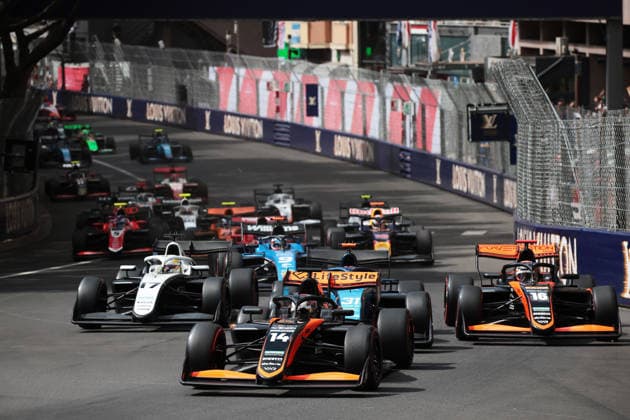 AUTO - FORMULA 3 2026 - MONACO Start of the race leads 14 YAMAKOSHI Hiyu (jpn), Van Amersfoort Racing, Dallara F3 2025,the group during the 2nd round of the 2026 FIA Formula 3 Championship from June 5 to 7, 2026 on the Circuit de Monaco, in Monte-Carlo, Monaco - Monte-CarloMonaco  Copyright: xEricxAlonsox