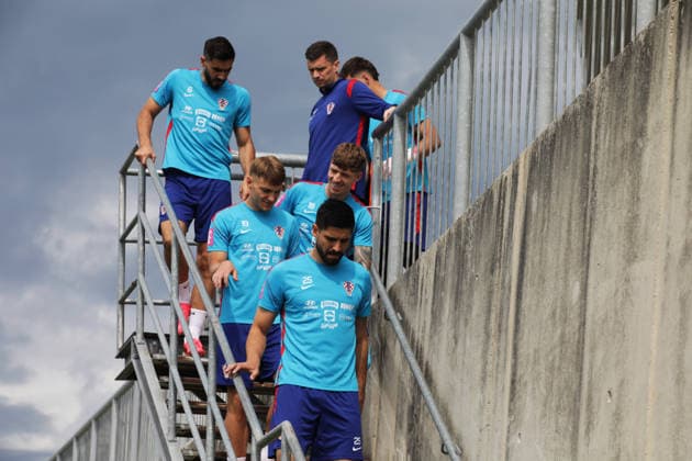 Croatia national team, Nationalteam training session in Rijeka, Croatia Josip Sutalo, Toni Fruk, Marin Dadic, Martin Erlic and Kristijan Jakic during Croatia national team training session at the auxiliary pitches of the HNK Rijeka Training Centre in Rujevica, Rijeka, Croatia, 6 June 2026, as part of preparations for the FIFA World Cup, WM, Weltmeisterschaft, Fussball and an International Friendly, Länderspiel, Nationalmannschaft match against Slovenia.  GoranxKovacic PIXSELL