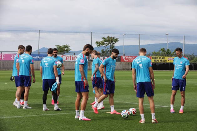 Croatia national team, Nationalteam training session in Rijeka, Croatia Luka Vuskovic, Josip Sutalo, Duje Caleta Car, Josko Gvardiol and Ante Budimir during Croatia national team training session at the auxiliary pitches of the HNK Rijeka Training Centre in Rujevica, Rijeka, Croatia, 6 June 2026, as part of preparations for the FIFA World Cup, WM, Weltmeisterschaft, Fussball and an International Friendly, Länderspiel, Nationalmannschaft match against Slovenia.  GoranxKovacic PIXSELL