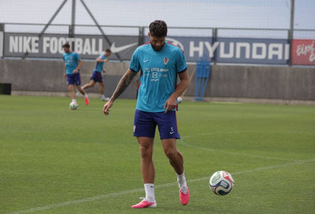 Croatia national team, Nationalteam training session in Rijeka, Croatia Duje Caleta Car during Croatia national team training session at the auxiliary pitches of the HNK Rijeka Training Centre in Rujevica, Rijeka, Croatia, 6 June 2026, as part of preparations for the FIFA World Cup, WM, Weltmeisterschaft, Fussball and an International Friendly, Länderspiel, Nationalmannschaft match against Slovenia.  GoranxKovacic PIXSELL