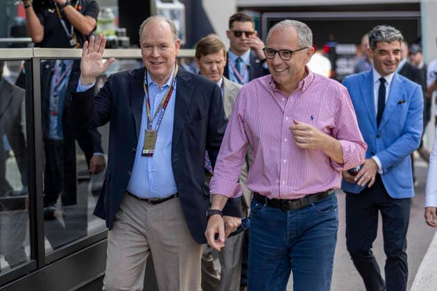 RECORD DATE NOT STATED 6th June 2026: Circuit de Monaco, Monaco: Formula One Monaco Grand Prix, Qualifying Day; Prince Albert of Monaco with F1 CEO Stefano Domenicali TimxWilliams