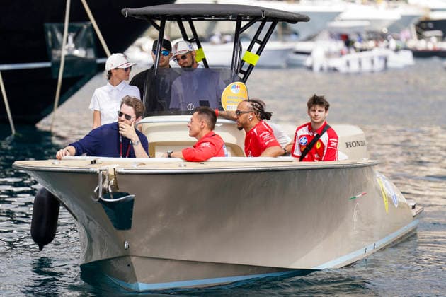 FORMULA ONE MONACO GRAND PRIX 2026 Lewis Hamilton 44 (GBR) Ferrari arriving for qualifying on a boat during the Formula 1 Louis Vuitton Monaco Grand Prix 2026, 6th round of the 2026 Formula 1 World Championship, WM, Weltmeisterschaft from June 5th - 7th, 2026 at the Circuit de Monaco, Monte Carlo, Monaco. Credit: Robbie Hoad Every Second Media Editorial use only. All images are copyright Every Second Media Limited. No images may be reproduced without prior permission. Copyright: xIMAGO EveryxSecondxMediax ESM-2024-0212 RobbiexHoadx xEveryxSecondxMediax