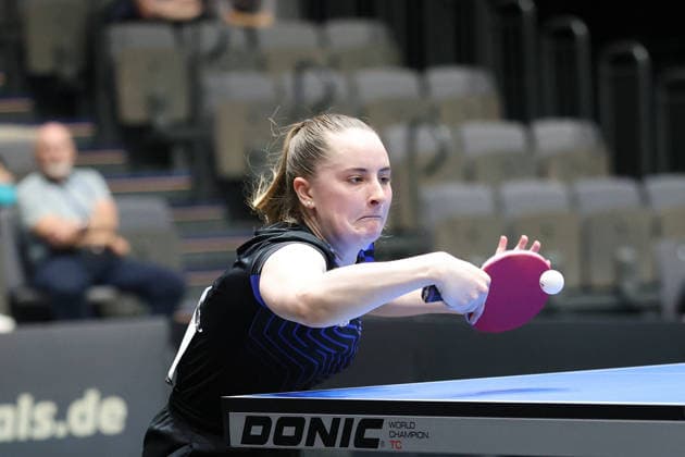 Sophia Klee beim Rueckschlag Topspin. GER Erfurt TT Finals 2026 Deutsche Meisterschaft, Tischtennis Messehalle Erfurt 06.06.2026. GER Erfurt TT Finals 2026 Deutsche Meisterschaft, Tischtennis Messehalle Erfurt 06.06.2026 Thueringen Deutsche Meiterschaft 06.06.2026 Erfurt Copyright: xEibner-Pressefoto JoergxHirschx EP_JHH
