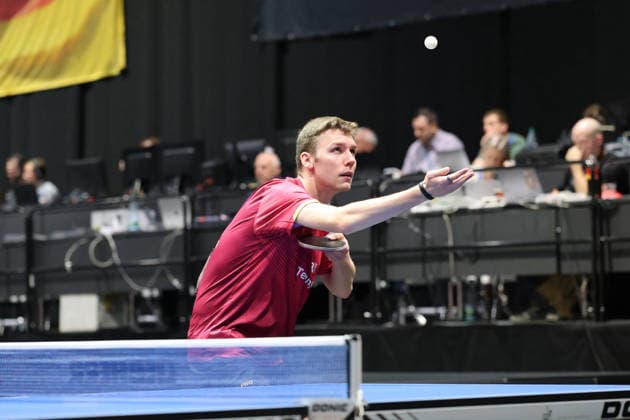 Tobias Hippler beim Aufschlag. GER Erfurt TT Finals 2026 Deutsche Meisterschaft, Tischtennis Messehalle Erfurt 06.06.2026. GER Erfurt TT Finals 2026 Deutsche Meisterschaft, Tischtennis Messehalle Erfurt 06.06.2026 Thueringen Deutsche Meiterschaft 06.06.2026 Erfurt Copyright: xEibner-Pressefoto JoergxHirschx EP_JHH