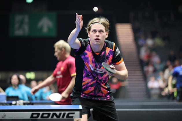 Kirill Fadeev beim Aufschlagservice. GER Erfurt TT Finals 2026 Deutsche Meisterschaft, Tischtennis Messehalle Erfurt 06.06.2026. GER Erfurt TT Finals 2026 Deutsche Meisterschaft, Tischtennis Messehalle Erfurt 06.06.2026 Thueringen Deutsche Meiterschaft 06.06.2026 Erfurt Copyright: xEibner-Pressefoto JoergxHirschx EP_JHH