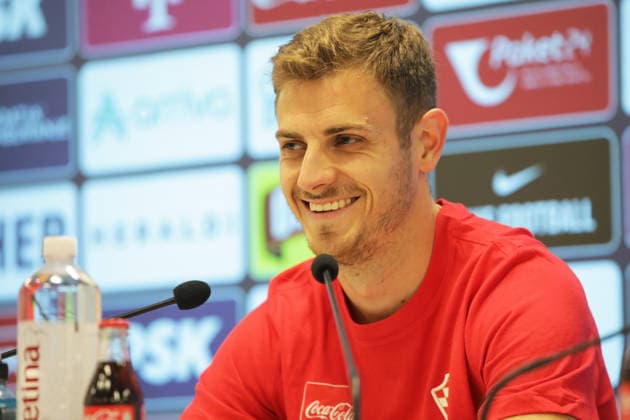 Croatia national team, Nationalteam press in Rijeka Josip Stanisic during Croatia national team press conference, PK, Pressekonferenz at HNK Rijeka Stadium in Rijeka, Croatia on June 06, 2026. as part of pre-world cup training camp and friendly match against Slovenia.  GoranxKovacic PIXSELL