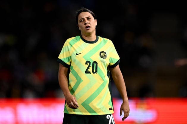SOCCER MATILDAS MEXICO, Sam Kerr of Australia reacts during the International Friendly, Länderspiel, Nationalmannschaft match between Australia and Mexico at McDonald Jones Stadium in Newcastle, Saturday, June 6, 2026. ( NO ARCHIVING, EDITORIAL USE ONLY NEWCASTLE NEW SOUTH WALES AUSTRALIA  Copyright: xDANxHIMBRECHTSx 20260606129062659867
