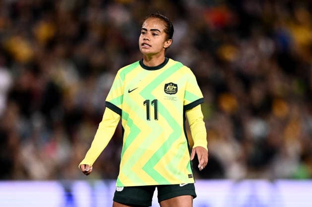 SOCCER MATILDAS MEXICO, Mary Fowler of Australia reacts after missing a shot at goal during the International Friendly, Länderspiel, Nationalmannschaft match between Australia and Mexico at McDonald Jones Stadium in Newcastle, Saturday, June 6, 2026. ( NO ARCHIVING, EDITORIAL USE ONLY NEWCASTLE NEW SOUTH WALES AUSTRALIA  Copyright: xDANxHIMBRECHTSx 20260606175810064165