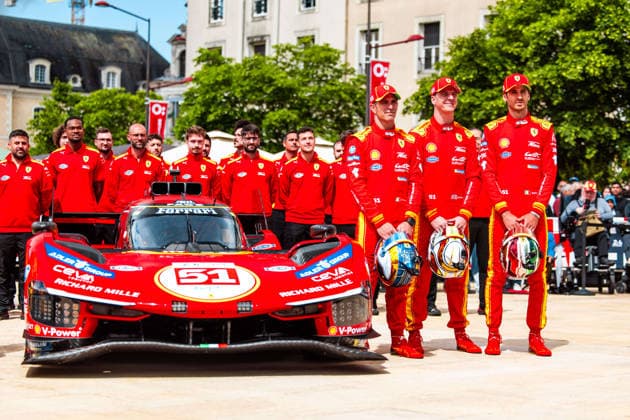 24 HEURES DU MANS 2026 - PESAGE 51 PIER GUIDI Alessandro (ita), CALADO James (gbr), GIOVINAZZI Antonio (ita), Ferrari AF Corse, Ferrari 499P 51, Hypercar, action during Le Pesage of the 24 Hours of Le Mans 2026, 3rd round of the 2026 FIA World Endurance Championship, from June 5 to 6, 2026 on the Place de la RÃ publique in Le Mans, France - Copyright: xDPPIx