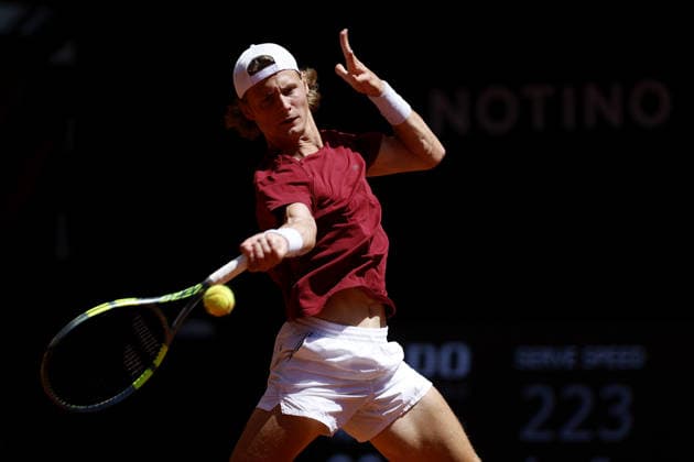 Hynek Barton from Czechia in action during the men s tennis challenger UniCredit Czech Open, in Prostejov, Czech Republic, on June 6, 2026. (CTKxPhoto PavelxLebeda) CTKPhotoF202606060002801  CTKPhotoF202606060002801