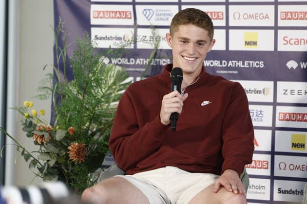 STOCKHOLM, SVERIGE 20260606 Cooper Lutkenhaus under en pressträff pa Scandic Continental inför söndagens Diamond League-gala (Bauhaus-galan). STOCKHOLM SVERIGE x60160x