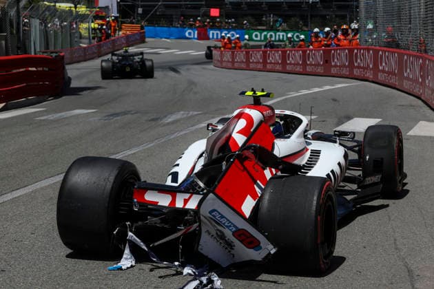Formula 1 Louis Vuitton Grand Prix de Monaco 2026 Oliver Bearman (GBR), TGR Haas F1 Team, VF-26 crash during free practice 3 during Formula 1 Louis Vuitton Grand Prix de Monaco 2026 on June 6., 2026 in Monaco, Monte-Carlo, Monaco Zsombor Toth Monaco Monte-Carlo Monaco