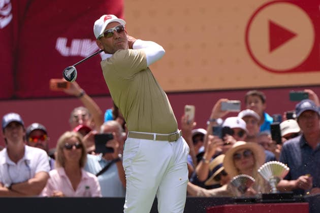 Sergio Garcia of Fireballs GC plays his tee shot on the 1st hole following the shotgun start during the LIV Golf Andalucia tournament at Real Club Valderrama on June 6, 2026, in San Roque, Cadiz, Spain. (Photo by Camilla Stolen Imago) San Roque Spain Copyright: xCamillaxStolenx L1134267