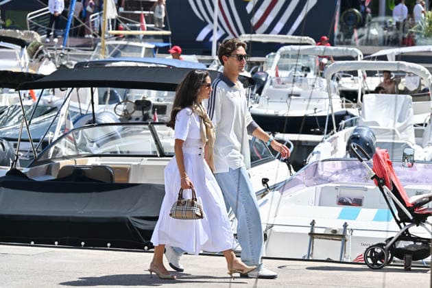 IPA85389208 - Monte Carlo, Formula 1 Monaco Grand Prix - Celebrities attend Saturday practice In the photo: George Russell, Carmen Montero Mundt  Copyright: xManuelexMangiarottix xManuelexMangiarottix 0858495069st