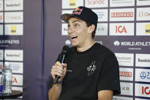 STOCKHOLM, SWEDEN 20260606 Armand Duplantis during a press conference, PK, Pressekonferenz at Scandic Continental ahead of Sunday s Diamond League Gala (Bauhaus Gala). STOCKHOLM SWEDEN x60160x