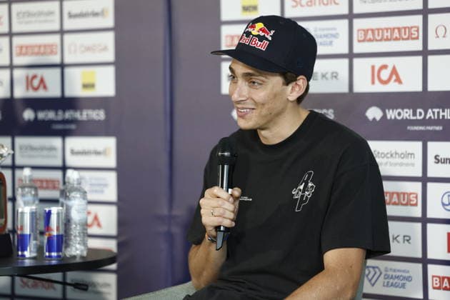 STOCKHOLM, SWEDEN 20260606 Armand Duplantis during a press conference, PK, Pressekonferenz at Scandic Continental ahead of Sunday s Diamond League Gala (Bauhaus Gala). STOCKHOLM SWEDEN x60160x