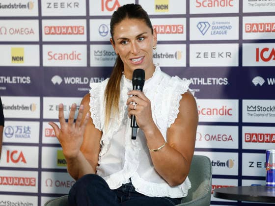 STOCKHOLM, SVERIGE 20260606 Diskuskastaren Valarie Sion under en pressträff pa Scandic Continental inför söndagens Diamond League-gala (Bauhaus-galan). STOCKHOLM SVERIGE x60160x