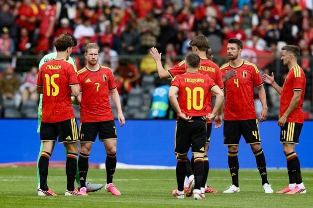 Belgium s players pictured at the start of a friendly soccer game between Belgian national team, Nationalteam Red Devils and Tunisia, Saturday 06 June 2026 in Brussels, part of the preparations for the 2026 FIFA World Cup, WM, Weltmeisterschaft, Fussball BRUNOxFAHY  x176292756x