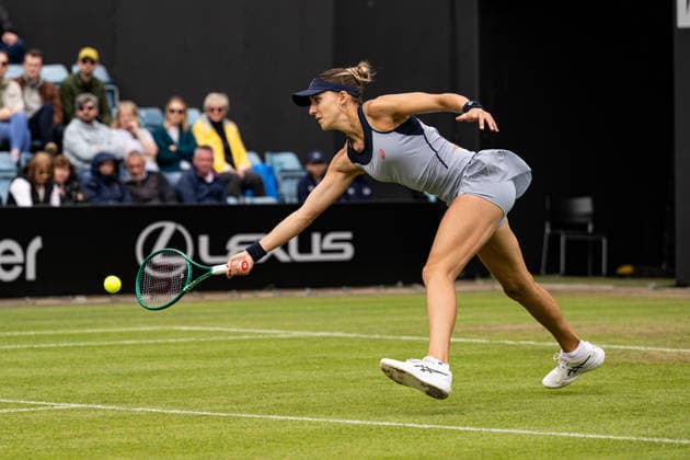 RECORD DATE NOT STATED 6th June 2026; The Edgbaston Priory Club, Birmingham, Midlands, England; 2026 Lexus Birmingham Open Tennis, Day Eight; Rebeka Masarova (SUI) plays a forehand in her semi final match against Alexandra Eala (PHI) GodfreyxPitt