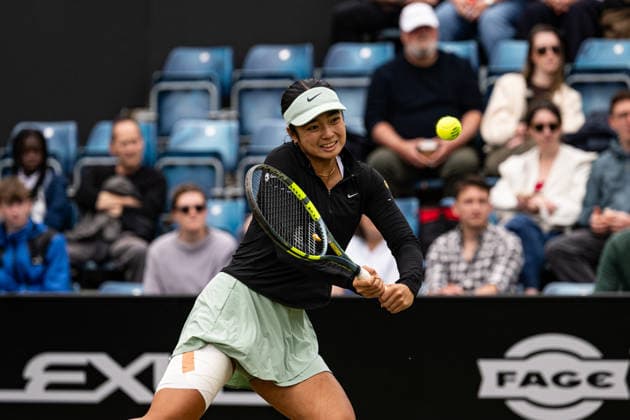 RECORD DATE NOT STATED 6th June 2026; The Edgbaston Priory Club, Birmingham, Midlands, England; 2026 Lexus Birmingham Open Tennis, Day Eight; Alexandra Eala (PHI) plays a backhand volley in her semi final match against Rebeka Masarova (SUI) GodfreyxPitt