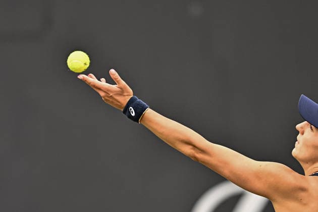RECORD DATE NOT STATED 6th June 2026; The Edgbaston Priory Club, Birmingham, Midlands, England; 2026 Lexus Birmingham Open Tennis, Day Eight; Rebeka Masarova (SUI) prepares to serve in her semi final match against Alexandra Eala (PHI) GodfreyxPitt