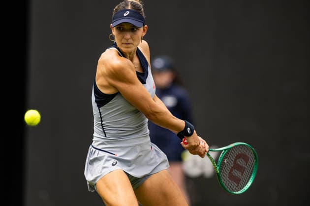 RECORD DATE NOT STATED 6th June 2026; The Edgbaston Priory Club, Birmingham, Midlands, England; 2026 Lexus Birmingham Open Tennis, Day Eight; Rebeka Masarova (SUI) plays a backhand in her semi final match against Alexandra Eala (PHI) GodfreyxPitt