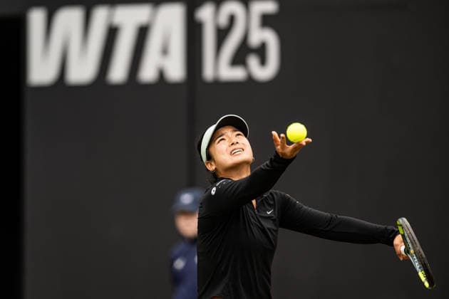 RECORD DATE NOT STATED 6th June 2026; The Edgbaston Priory Club, Birmingham, Midlands, England; 2026 Lexus Birmingham Open Tennis, Day Eight; Alexandra Eala (PHI) serves in her semi final match against Rebeka Masarova (SUI) GodfreyxPitt