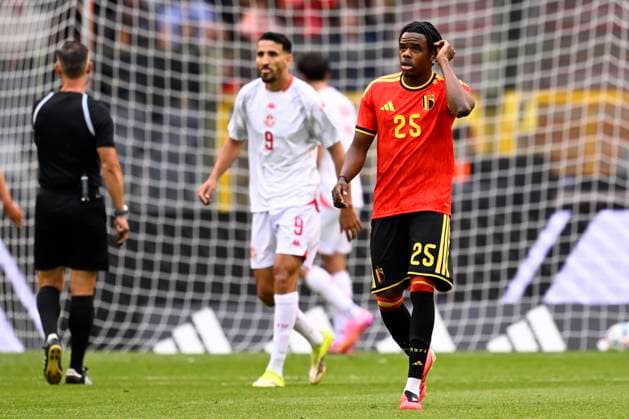 Belgium v Tunisia UEFA International Friendly, Länderspiel, Nationalmannschaft Game BRUSSELS, BELGIUM - JUNE 06 : Ngoy Nathan of Belgium during the pre-World Cup international friendly game match between Belgium and Tunisia in preparation of the FIFA 2026 World Cup Football Championship on June 6, 2026 in Brussels, Belgium, 06 06 2026 Brussels Belgium  Copyright: xTomasxSiskx