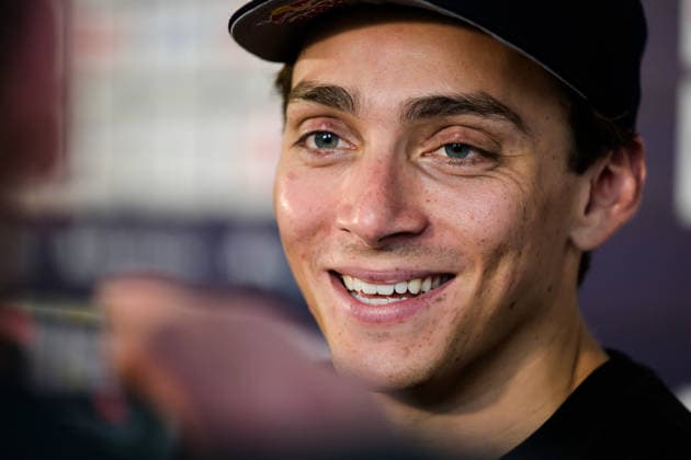 260606 Armand Duplantis during a press conference, PK, Pressekonferenz ahead of Diamond League on June 6, 2026 in Stockholm. Photo: Fredrik Karlsson BILDBYRAN COP 185 FK0458 friidrott athletics friidrett diamond league presskonferens press conference bbeng bauhausgalan Copyright: FREDRIKxKARLSSON BB260606FK005