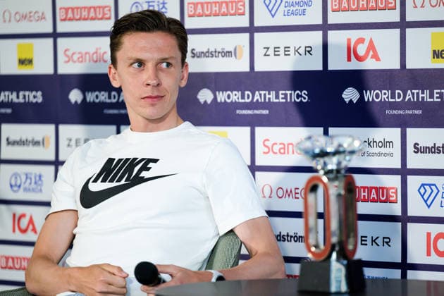 260606 Andreas Almgren during a press conference, PK, Pressekonferenz ahead of Diamond League on June 6, 2026 in Stockholm. Photo: Fredrik Karlsson BILDBYRAN COP 185 FK0458 friidrott athletics friidrett diamond league presskonferens press conference bbeng bauhausgalan Copyright: FREDRIKxKARLSSON BB260606FK015