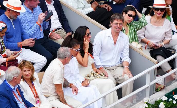 Brad Pitt and Ines de Ramon in attendance at the Final French Open Tennis, Day Fourteen, Tennis, Roland Garros, Paris, France - 06 Jun 2026Paris Roland Garros France EDITORIAL USE ONLY No use with unauthorised audio, video, data, fixture lists, club league logos or live services. Online in-match use limited to 120 images, no video emulation. No use in betting, games or single club league player publications.  Copyright: xJavierxGarcia Shutterstockx 16906570i