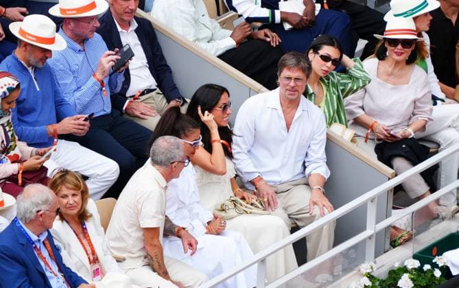 Brad Pitt and Ines de Ramon in attendance at the Final French Open Tennis, Day Fourteen, Tennis, Roland Garros, Paris, France - 06 Jun 2026Paris Roland Garros France EDITORIAL USE ONLY No use with unauthorised audio, video, data, fixture lists, club league logos or live services. Online in-match use limited to 120 images, no video emulation. No use in betting, games or single club league player publications.  Copyright: xJavierxGarcia Shutterstockx 16906570j