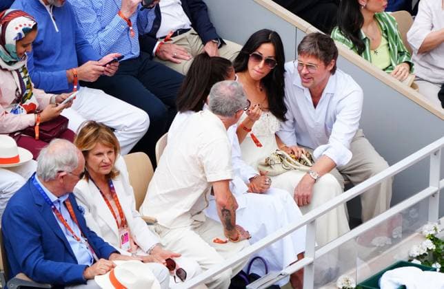 Brad Pitt and Ines de Ramon in attendance at the Final French Open Tennis, Day Fourteen, Tennis, Roland Garros, Paris, France - 06 Jun 2026Paris Roland Garros France EDITORIAL USE ONLY No use with unauthorised audio, video, data, fixture lists, club league logos or live services. Online in-match use limited to 120 images, no video emulation. No use in betting, games or single club league player publications.  Copyright: xJavierxGarcia Shutterstockx 16906570f