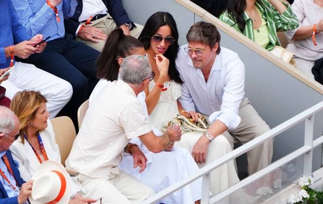 Brad Pitt and Ines de Ramon in attendance at the Final French Open Tennis, Day Fourteen, Tennis, Roland Garros, Paris, France - 06 Jun 2026Paris Roland Garros France EDITORIAL USE ONLY No use with unauthorised audio, video, data, fixture lists, club league logos or live services. Online in-match use limited to 120 images, no video emulation. No use in betting, games or single club league player publications.  Copyright: xJavierxGarcia Shutterstockx 16906570g