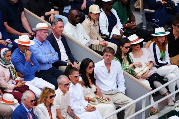 Brad Pitt and Ines de Ramon in attendance at the Final French Open Tennis, Day Fourteen, Tennis, Roland Garros, Paris, France - 06 Jun 2026Paris Roland Garros France EDITORIAL USE ONLY No use with unauthorised audio, video, data, fixture lists, club league logos or live services. Online in-match use limited to 120 images, no video emulation. No use in betting, games or single club league player publications.  Copyright: xJavierxGarcia Shutterstockx 16906570m