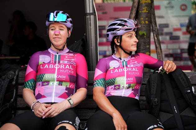 Italy™s Cristina Tonetti of Laboral Kutxa - Fundacion Euskadi™s and Netherlands™s Maria Apolonia Van t Geloof of Laboral Kutxa - Fundacion Euskadi™s during Stage 8 of the Giro d™Italia Women, from Rivoli to Sestriere, Italy, Saturday, June 6, 2026  Copyright: xMarcoxAlpozzi LaPressex