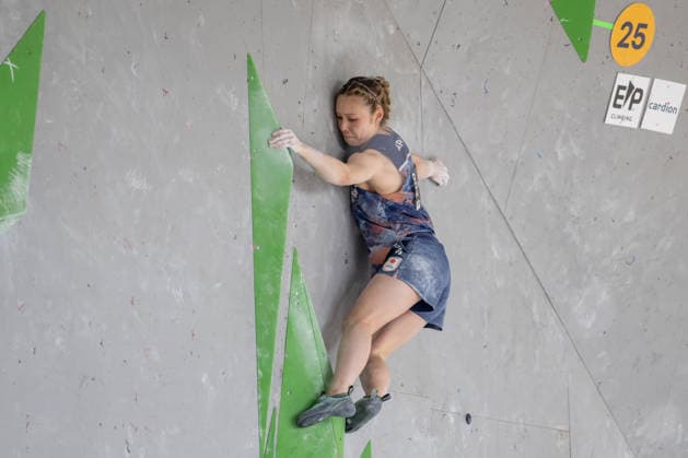 Japanese climber Melody Sekikawa competes in World Cup in sport climbing: bouldering - semi-finals women, in Prague, Czech Republic, on June 6, 2026. (CTKxPhoto OndrejxDeml) CTKPhotoP2026060603634  CTKPhotoP2026060603634