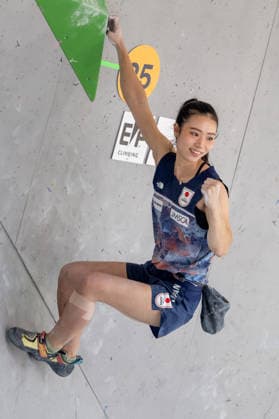 Japanese climber Anon Matsufuji competes in World Cup in sport climbing: bouldering - semi-finals women, in Prague, Czech Republic, on June 6, 2026. (CTKxPhoto OndrejxDeml) CTKPhotoP2026060603762  CTKPhotoP2026060603762