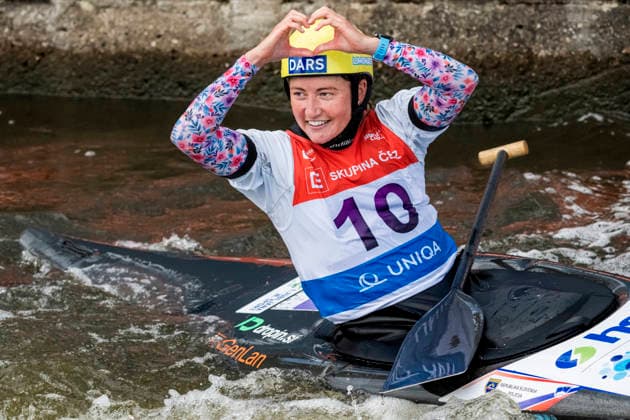2026 ICF Canoe Slalom World Cup in Prague, Czech Republic, on June 6, 2026. Women s C1 finals. Eva Alina Hocevar from Slovenia in finish. (CTKxPhoto VitxSimanek) CTKPhotoP2026060603804  CTKPhotoP2026060603804