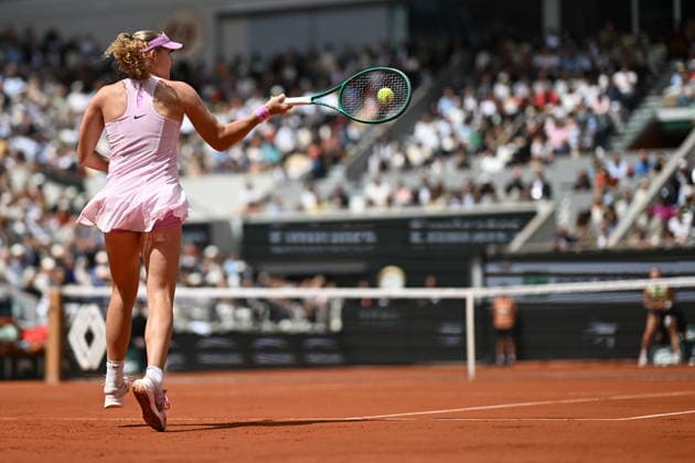 2026 French Open (Roland-Garros) - Women s singles final PARIS, FRANCE - JUNE 06: Mirra Andreeva in action against Maja Chwalinska (not seen) of Poland during the women s final singles match on day 14 of the French Open tennis tournament on Court Philippe-Chatrier at the Roland-Garros Complex in Paris, France on June 6, 2026. Burak Akbulut Anadolu Paris France. Editorial use only. Please get in touch for any other usage.  Copyright: x2026xAnadoluxBurakxAkbulutx