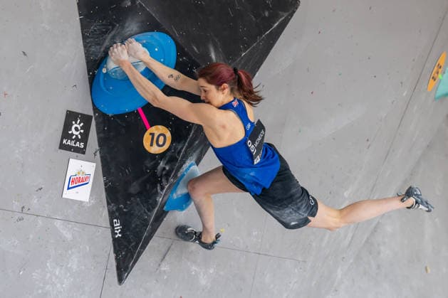 British climber Erin McNeice competes in World Cup in sport climbing: bouldering - semi-finals women, in Prague, Czech Republic, on June 6, 2026. (CTKxPhoto OndrejxDeml) CTKPhotoP2026060603834  CTKPhotoP2026060603834