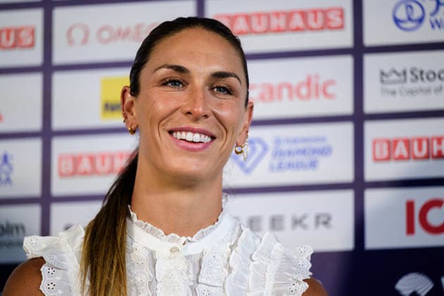 260606 Valarie Sion during a press conference, PK, Pressekonferenz ahead of Diamond League on June 6, 2026 in Stockholm. Photo: Fredrik Karlsson BILDBYRAN COP 185 FK0458 friidrott athletics friidrett diamond league presskonferens press conference bbeng bauhausgalan Copyright: FREDRIKxKARLSSON BB260606FK047