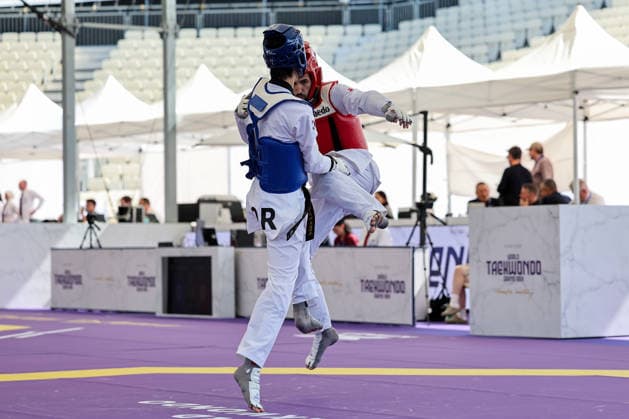 IPA85394314 - W.H. Jung (Korea) vs E. Pontese (Brazil) -68kg, Roma World Taekwondo Grand Prix 2026 during World Taekwondo Roma Grand Prix 2026, Taekwondo match in Rome, Italy, June 06 2026  Copyright: xLuigixMariani IPAxSportx xx 85394314