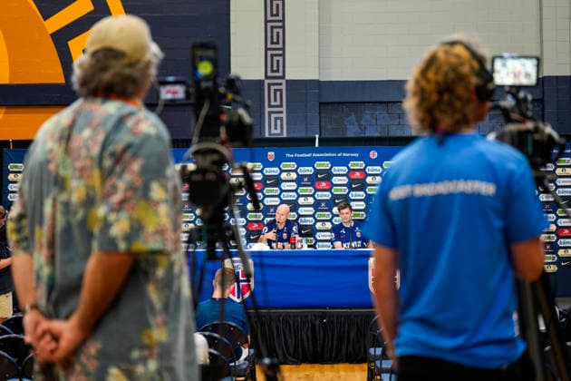 World Cup 2026 Greensboro , USA 20260606 Norway s national team manager Stale Solbakken during a press conference with the Norwegian men s national football team at The University of North Carolina Greensboro UNCG Photo Fredrik Varfjell NTB Greensboro United States EDITORIAL USE ONLY RESTRICTED USE FOR BETTING COMPANIES  Copyright: xFredrikxVarfjellx xNTBx